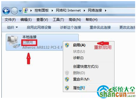 Win7系统本地连接被禁用了怎么办？