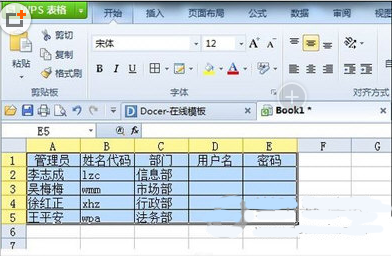 wps表格用户名与密码怎么生成 山村