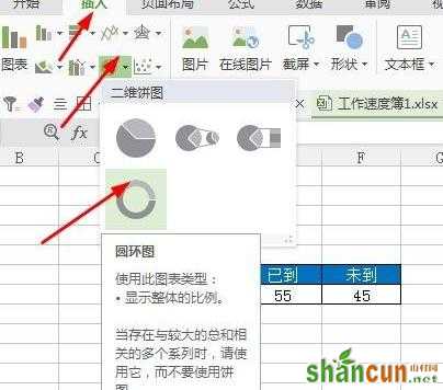 wps表格中如何制作环形图 山村