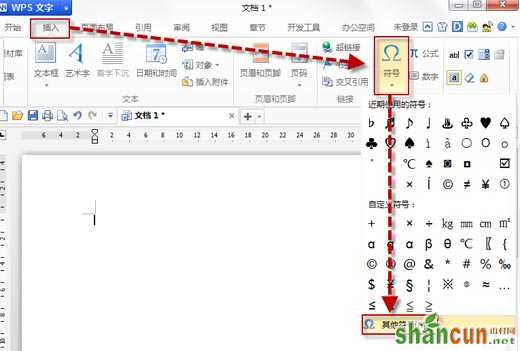 WPS文字中输入特殊符号的方法  山村