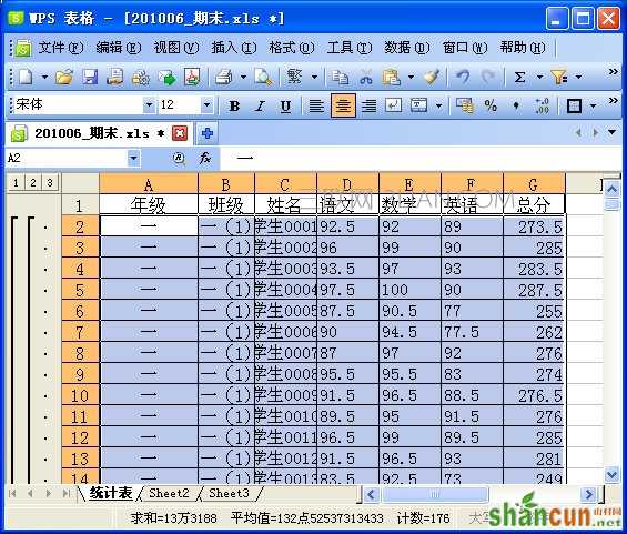 WPS表格制作学生成绩检测汇总表教程