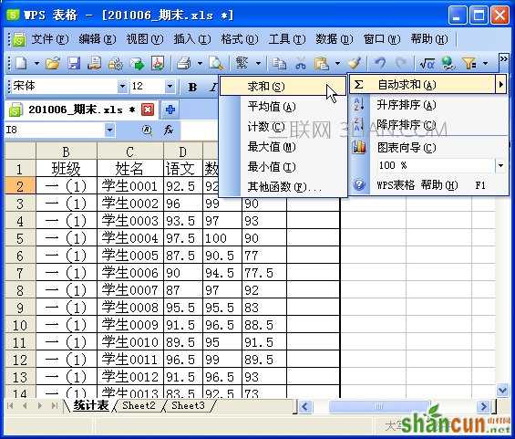 WPS表格制作学生成绩检测汇总表教程