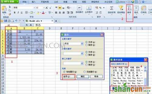 wps如何设置自定义表格排序