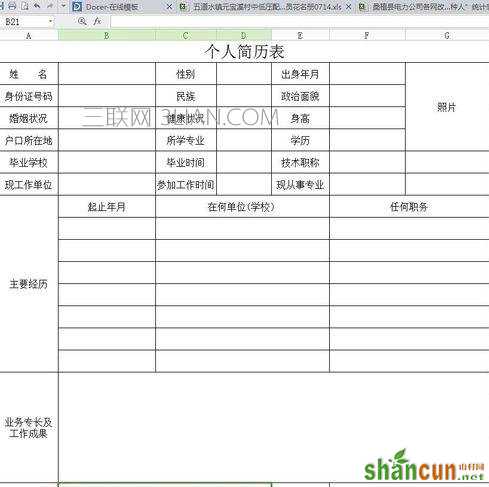 wps版表格如何制作个人简历