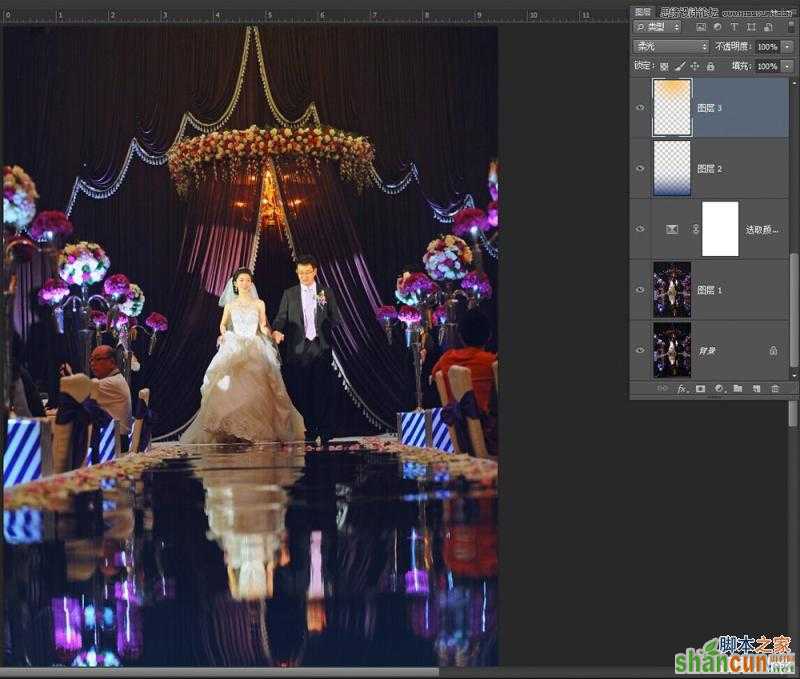 Photoshop详细解析室内婚片婚宴的整体色彩处理教程