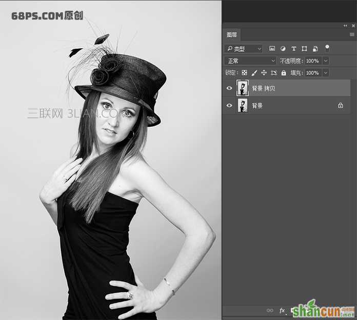 photoshop把人物照片转变成水彩画效果,PS教程,68ps联盟