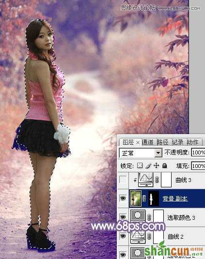 Photoshop调出路边美女梦幻紫色效果,PS教程,思缘教程网