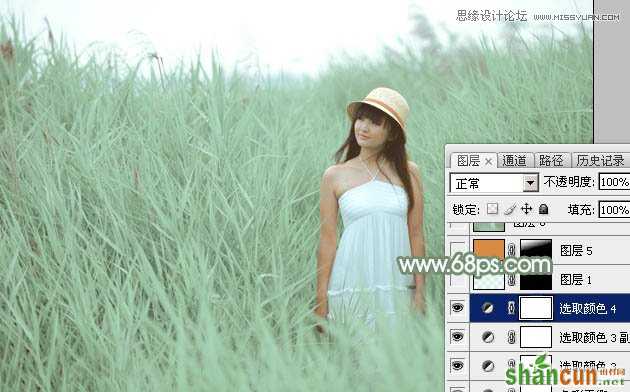 Photoshop调出芦苇丛中女孩冷色效果,PS教程,思缘教程网