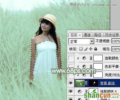 Photoshop调出芦苇丛中女孩冷色效果,PS教程,思缘教程网