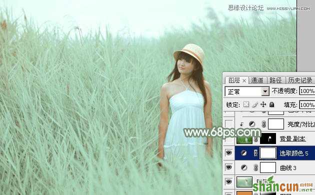 Photoshop调出芦苇丛中女孩冷色效果,PS教程,思缘教程网