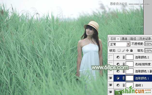 Photoshop调出芦苇丛中女孩冷色效果,PS教程,思缘教程网