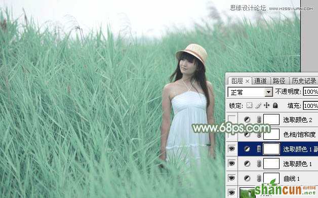 Photoshop调出芦苇丛中女孩冷色效果,PS教程,思缘教程网