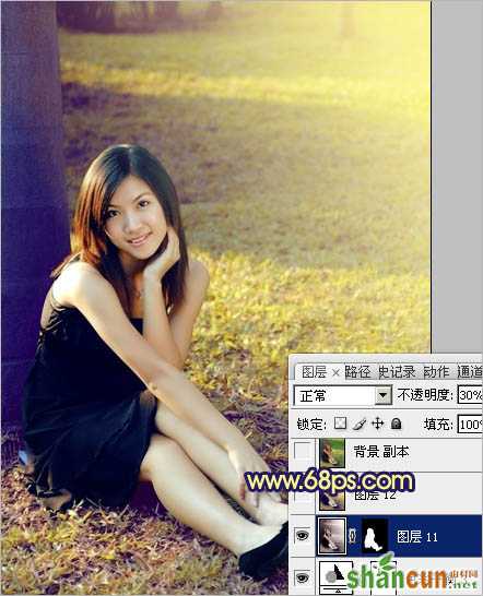 Photoshop调出草地美女图片柔美的淡黄色 数码教程