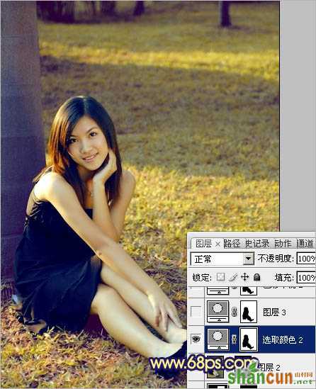 Photoshop调出草地美女图片柔美的淡黄色 数码教程