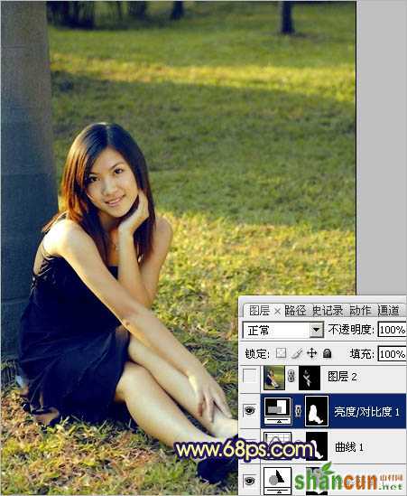 Photoshop调出草地美女图片柔美的淡黄色 数码教程