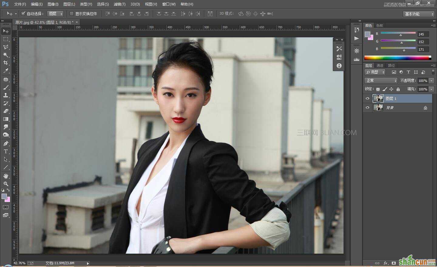 Photoshop调出人像照片复古古铜色效果,PS教程,思缘教程网