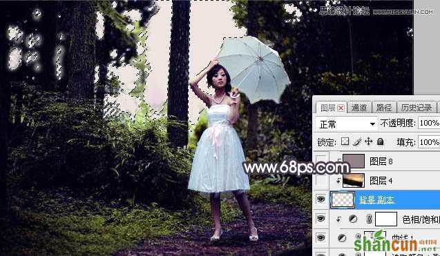 Photoshop调出林中果子照片暗色逆光效果图,PS教程,素材中国网