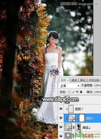 Photoshop调出婚纱外景照片唯美逆光效果,PS教程,素材中国网