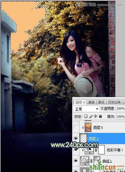 Photoshop调出美女人像唯美的夕阳美景效果,PS教程,素材中国网