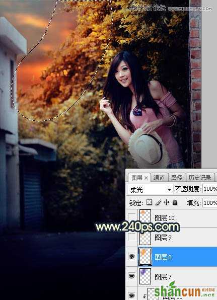 Photoshop调出美女人像唯美的夕阳美景效果,PS教程,素材中国网