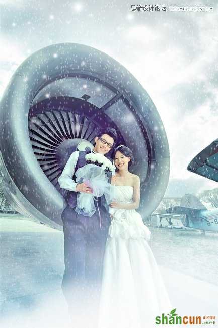 Photoshop调出婚纱照片梦幻雪景效果,PS教程,思缘教程网