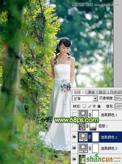 Photoshop调出外景婚片柔美韩风效果,PS教程,思缘教程网