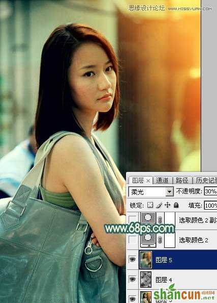 Photoshop给背包女孩添加怀旧漏光效果,PS教程