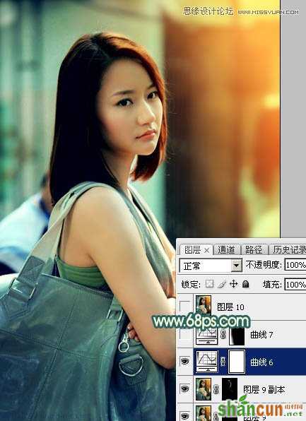 Photoshop给背包女孩添加怀旧漏光效果,PS教程