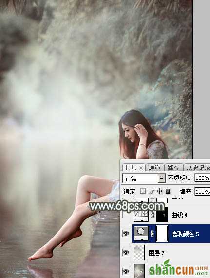 Photoshop给树荫下的美女加上唯美的中性淡蓝色