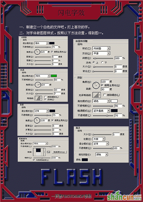 Photoshop 电流特效字 山村