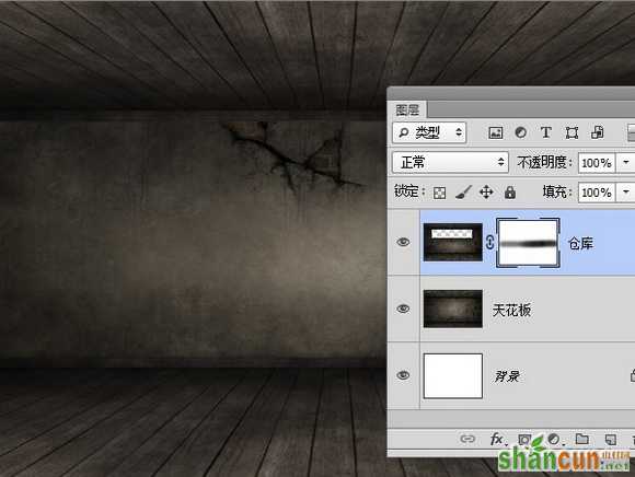 Photoshop制作古典立体木纹字