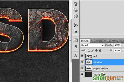 PS教程：Photoshop制作爆裂熔岩文字特效