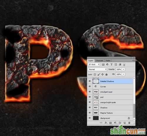 PS教程：Photoshop制作爆裂熔岩文字特效