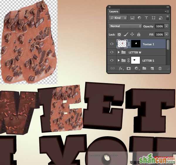 Photoshop设计制作出逼真的巧克力糖果立体字