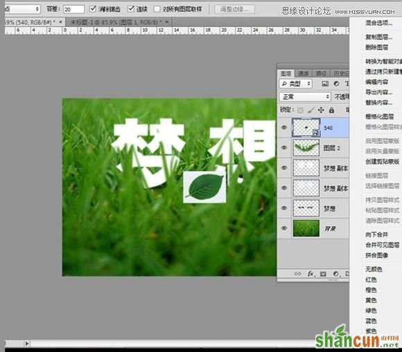 Photoshop制作春季草丛中的艺术字教程,PS教程,思缘教程网