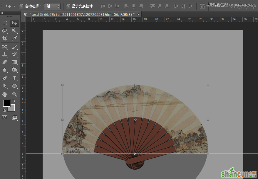 Photoshop绘制逼真的香木折扇效果图,PS教程,素材中国