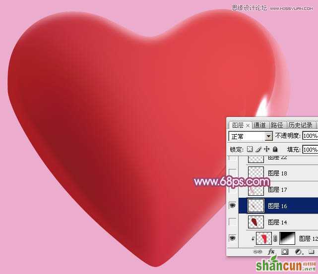 Photoshop绘制立体风格的红心教程,PS教程,素材中国
