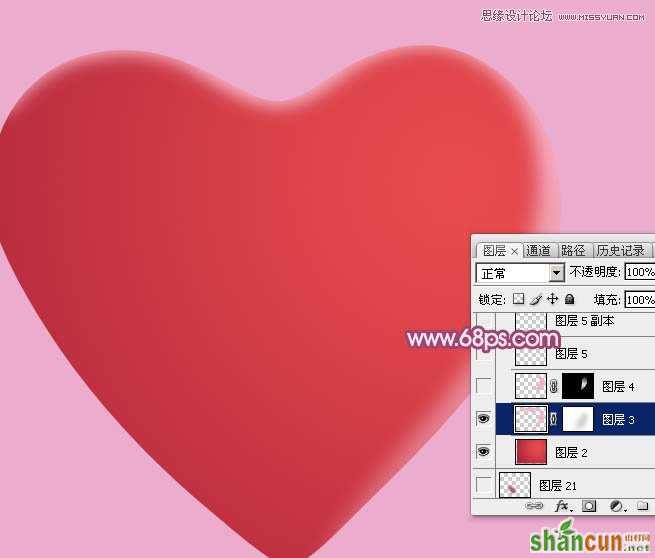 Photoshop绘制立体风格的红心教程,PS教程,素材中国