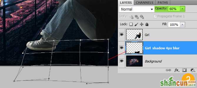 2 cast shadow 在Photoshop中合成非常唯美的女孩与桥夜景图