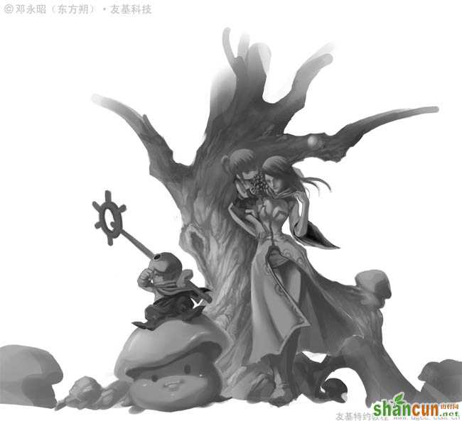 PS鼠绘梦幻魔法师场景 山村网 鼠绘教程