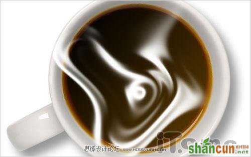 Photoshop使用滤镜制作牛奶混和咖啡的效果 山村