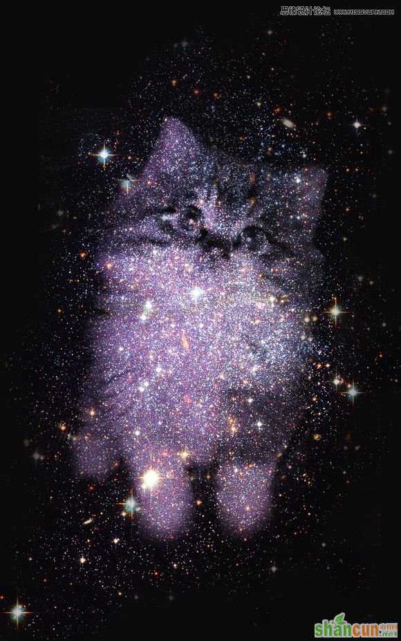 使用Photoshop合成创意的星空装饰的猫咪图片