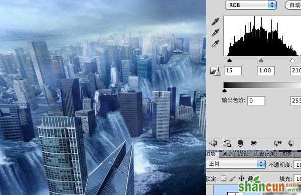合成洪水侵袭城市照片的PS教程
