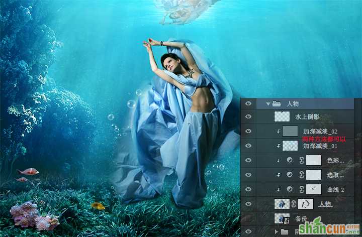 PS教你合成唯美的水下人像设计 山村