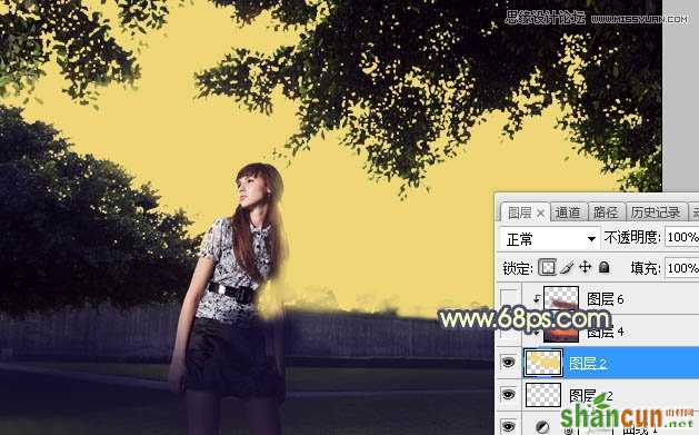 Photoshop给外景照片添加夕阳美景效果图,PS教程,素材中国网