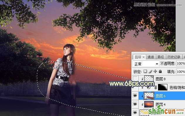 Photoshop给外景照片添加夕阳美景效果图,PS教程,素材中国网