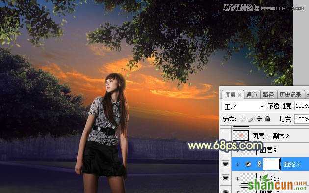 Photoshop给外景照片添加夕阳美景效果图,PS教程,素材中国网