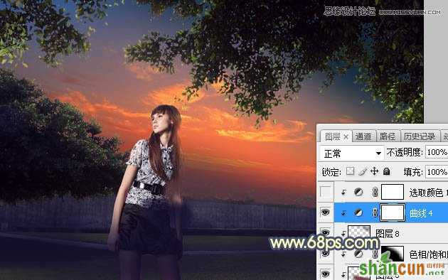 Photoshop给外景照片添加夕阳美景效果图,PS教程,素材中国网