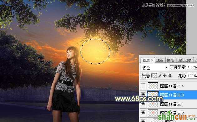Photoshop给外景照片添加夕阳美景效果图,PS教程,素材中国网