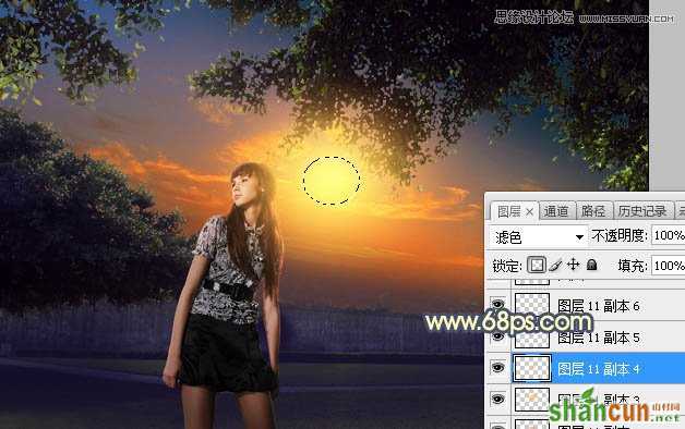 Photoshop给外景照片添加夕阳美景效果图,PS教程,素材中国网